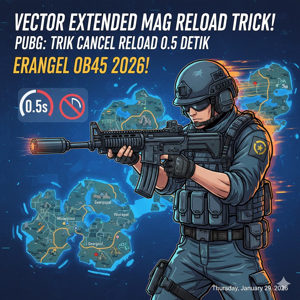 Vector Extended Mag Reload Trick PUBG: Trik Cancel Reload 0.5 Detik Erangel OB45 2026!